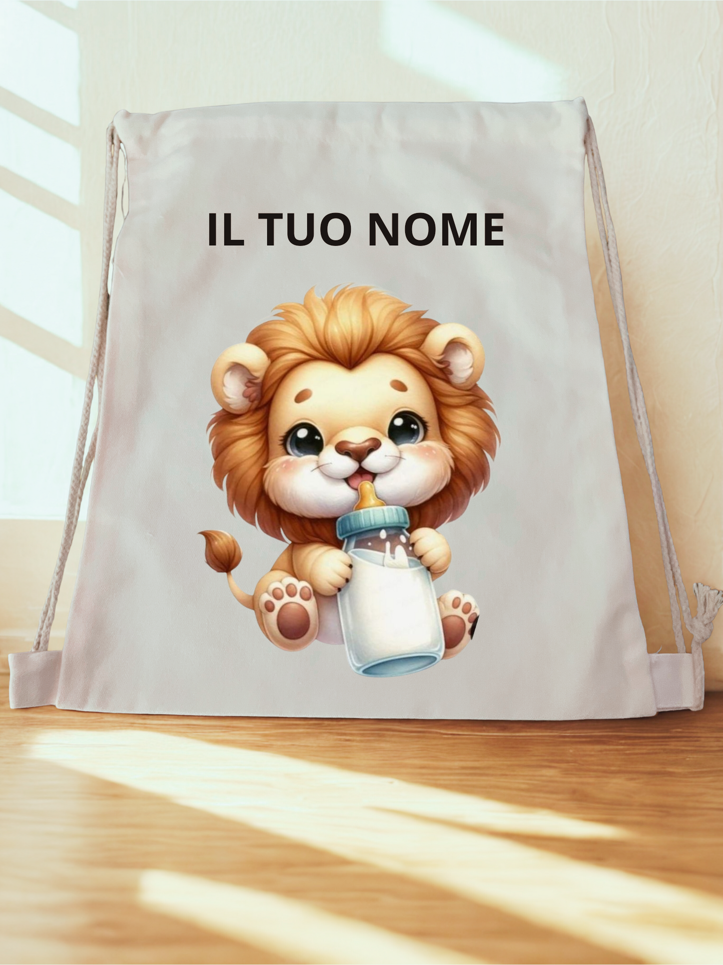 Sacca personalizzata in cotone con nome – Sacca coulisse bambini 30x40 cm