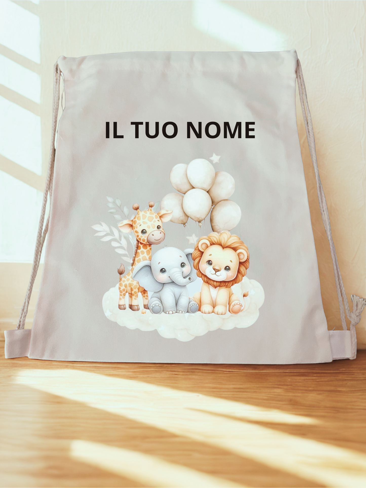 Sacca personalizzata in cotone con nome – Sacca coulisse bambini 30x40 cm