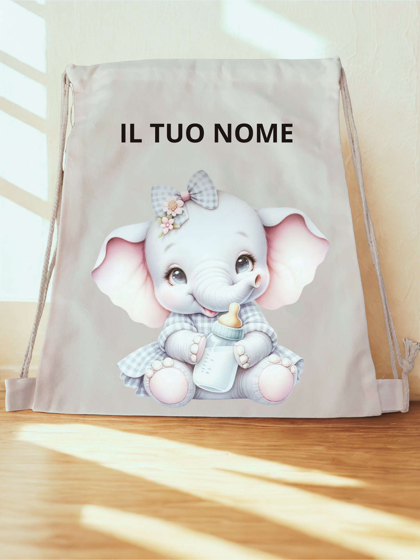 Sacca personalizzata in cotone con nome – Sacca coulisse bambini 30x40 cm