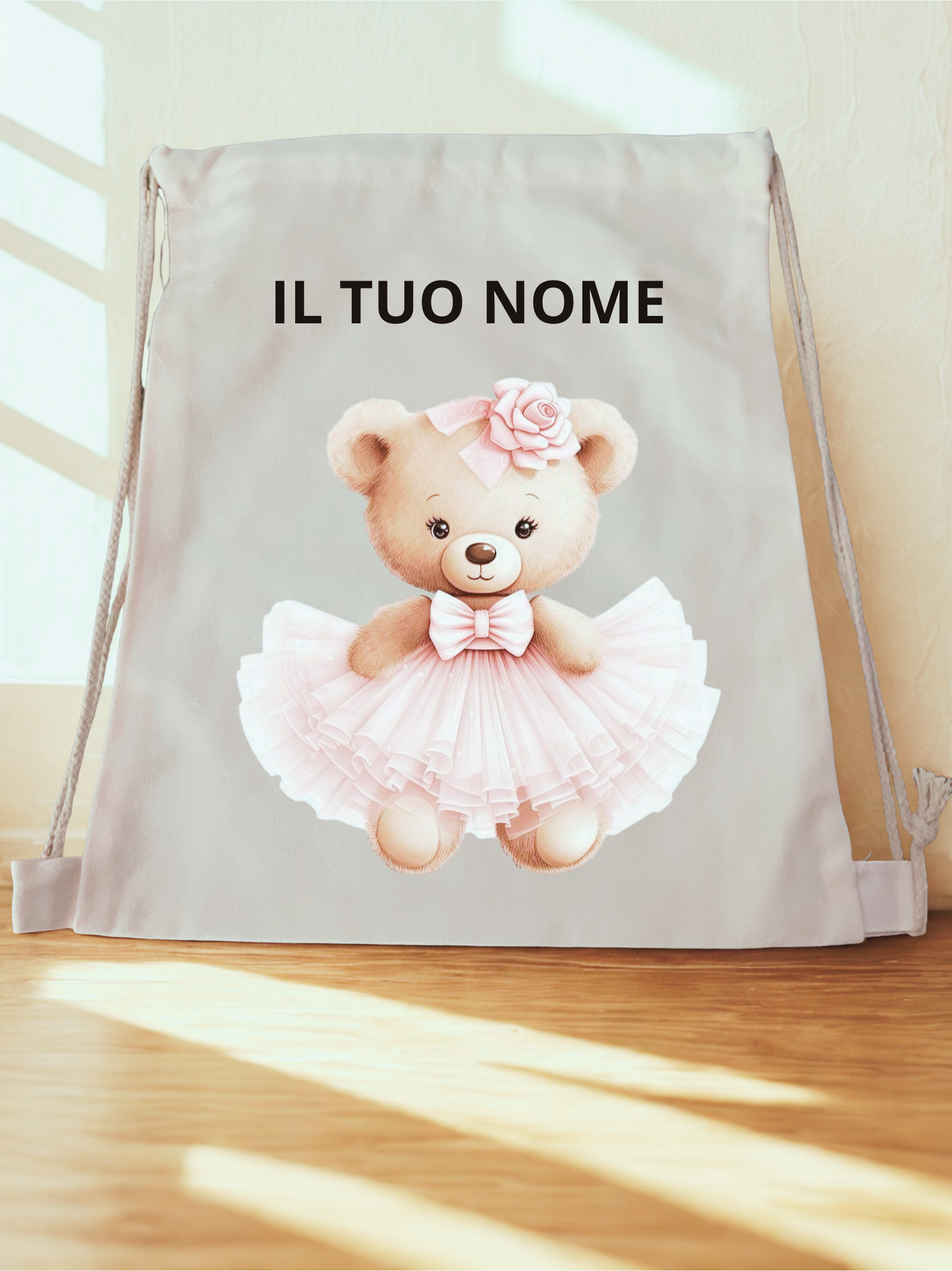 Sacca personalizzata in cotone con nome – Sacca coulisse bambini 30x40 cm