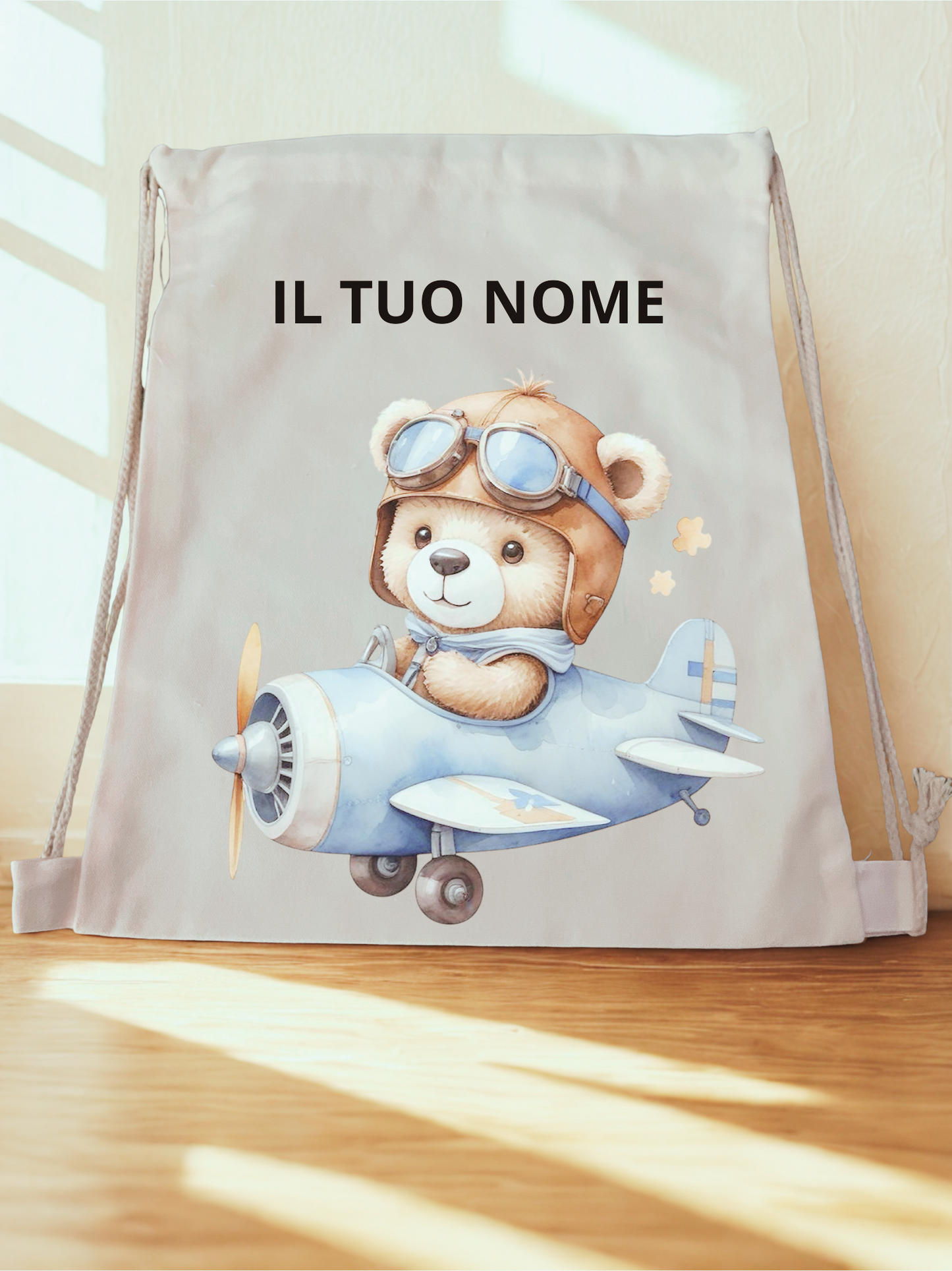 Sacca personalizzata in cotone con nome – Sacca coulisse bambini 30x40 cm