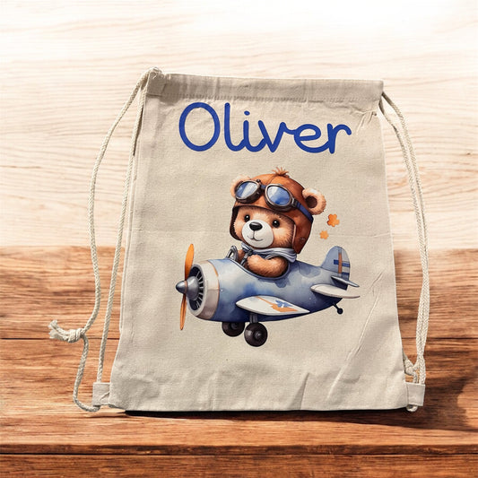 Sacca personalizzata in cotone con nome – Sacca coulisse bambini 30x40 cm
