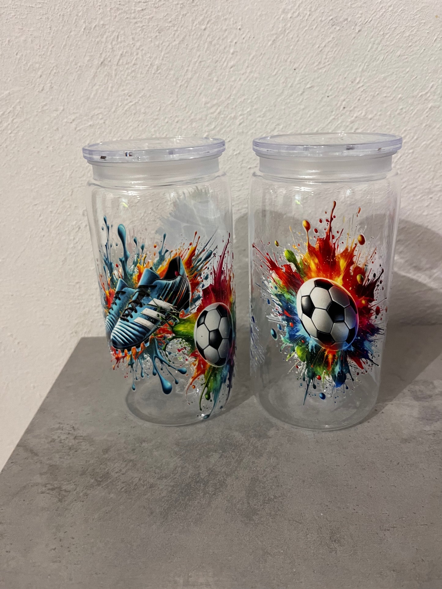 Bicchiere in Plastica Resistente con Cannuccia – Tema Calcio Limited Edition