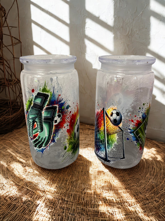 Bicchiere in Plastica Resistente con Cannuccia – Tema Calcio Limited Edition