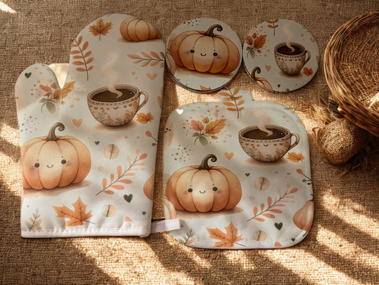 Set Cucina Halloween Personalizzato – Guanto, Presina e 6 Sottobicchieri