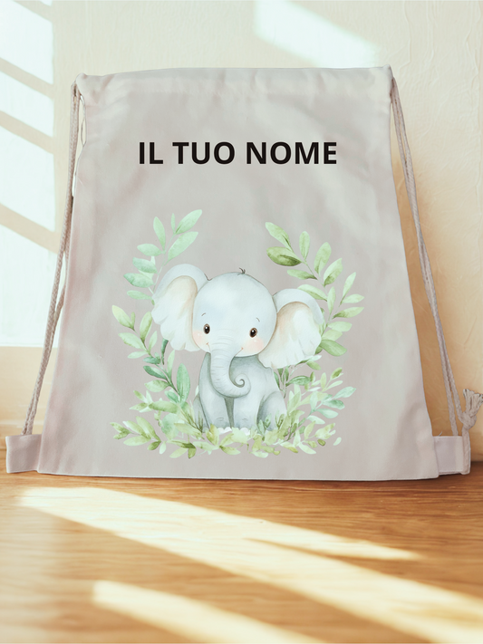 Sacca personalizzata in cotone con nome – Sacca coulisse bambini 30x40 cm
