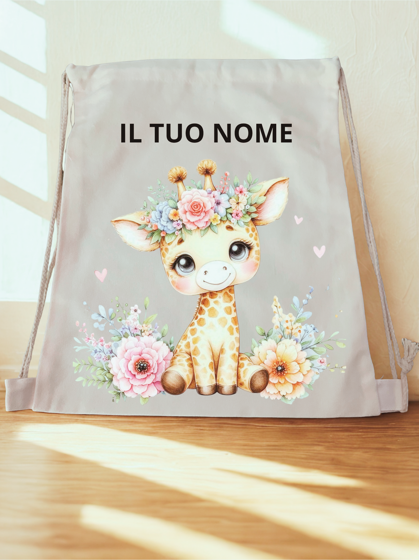 Sacca personalizzata in cotone con nome – Sacca coulisse bambini 30x40 cm